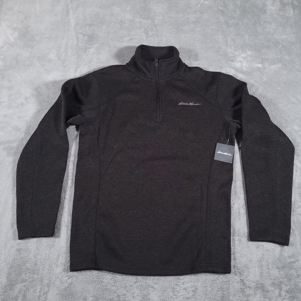 Eddie Bauer Pullover Men Small Dark Gray 1/4 Zip Fleece Lined Outdoor Activewear